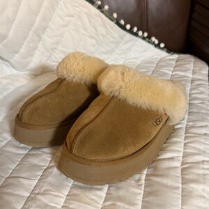 UGG Tan Slip on Disquette Mules